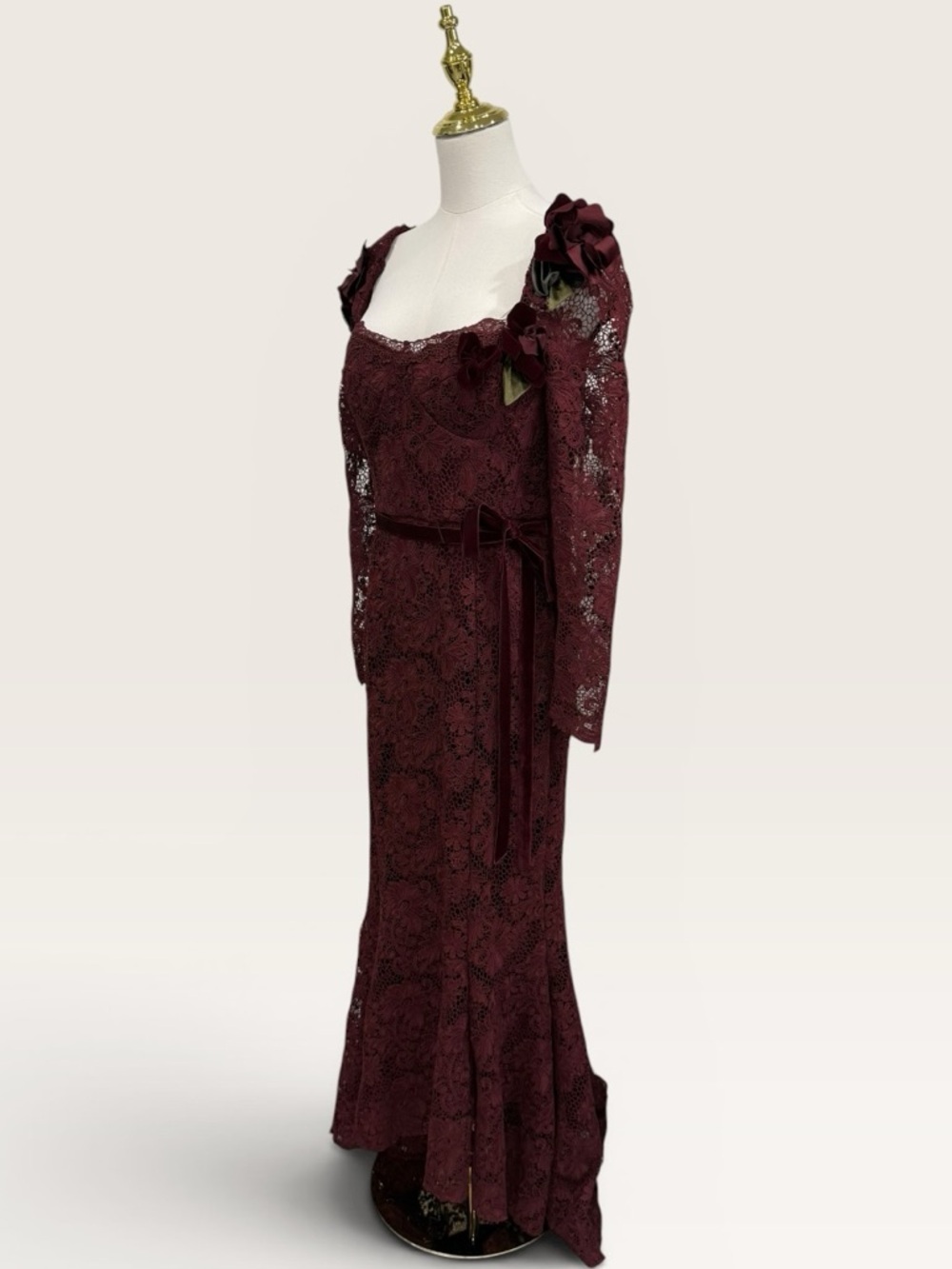 Muse by Marchesa Cypress Corded Lace Floral Applique Sweetheart Dress NWT Garnet - Picture 12 of 15